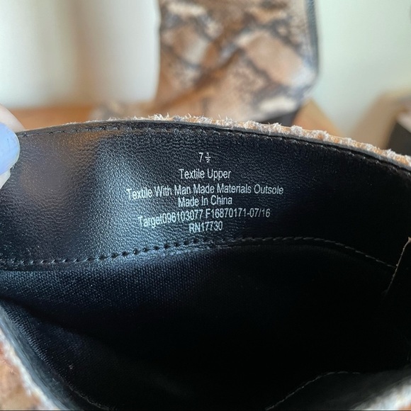 A+ Ellen Tan Snake Print Midi Heel Boots - Picture 4 of 7